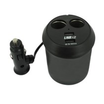 Разветвитель прикуривателя на 2 гнезда и 2 USB выхода Activcar ACT-WF-0309 Black (WF0309)